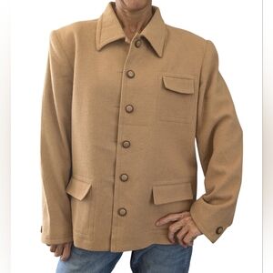 Vintage Doncaster 100% Camel Hair Button Front Shacket Jacket Coat Tan USA
